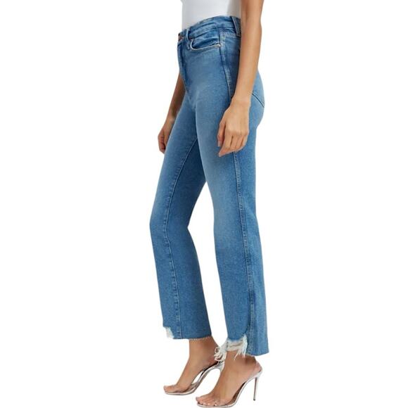 NWT Good American High Waist Frayed Hem Straight Jeans Size 10/30 Retail $145 - Picture 2 of 7
